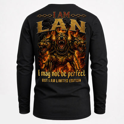 LAN MP88-F2-168–Personalized Bold Quote Apparel “I Am NAME I May Not Be Perfect But I Am Limited Edition