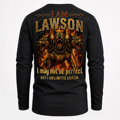 LAWSON MP88-F2-168–Personalized Bold Quote Apparel “I Am NAME I May Not Be Perfect But I Am Limited Edition