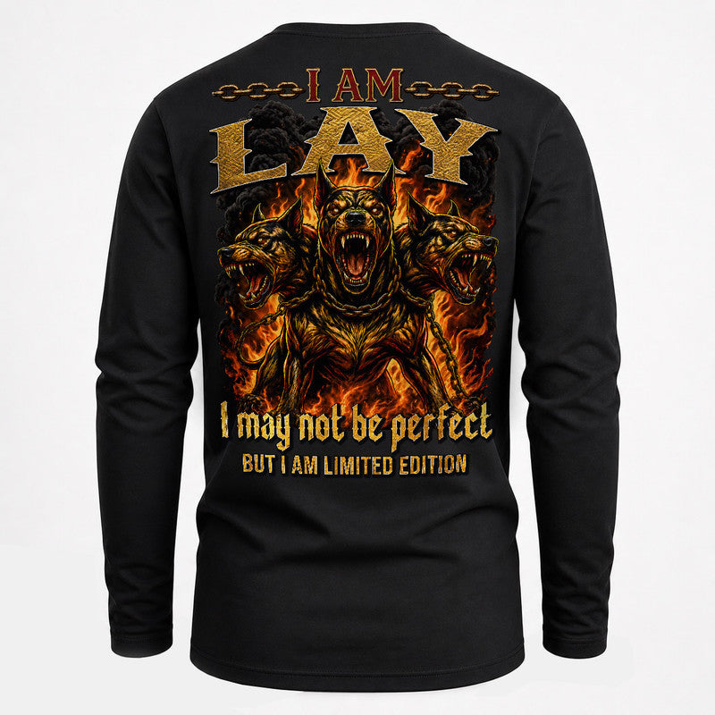 LAY MP88-F2-168–Personalized Bold Quote Apparel “I Am NAME I May Not Be Perfect But I Am Limited Edition