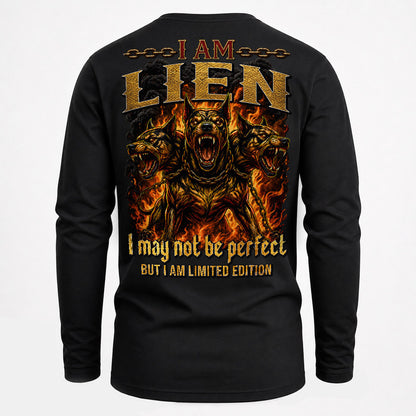 LIEN MP88-F2-168–Personalized Bold Quote Apparel “I Am NAME I May Not Be Perfect But I Am Limited Edition