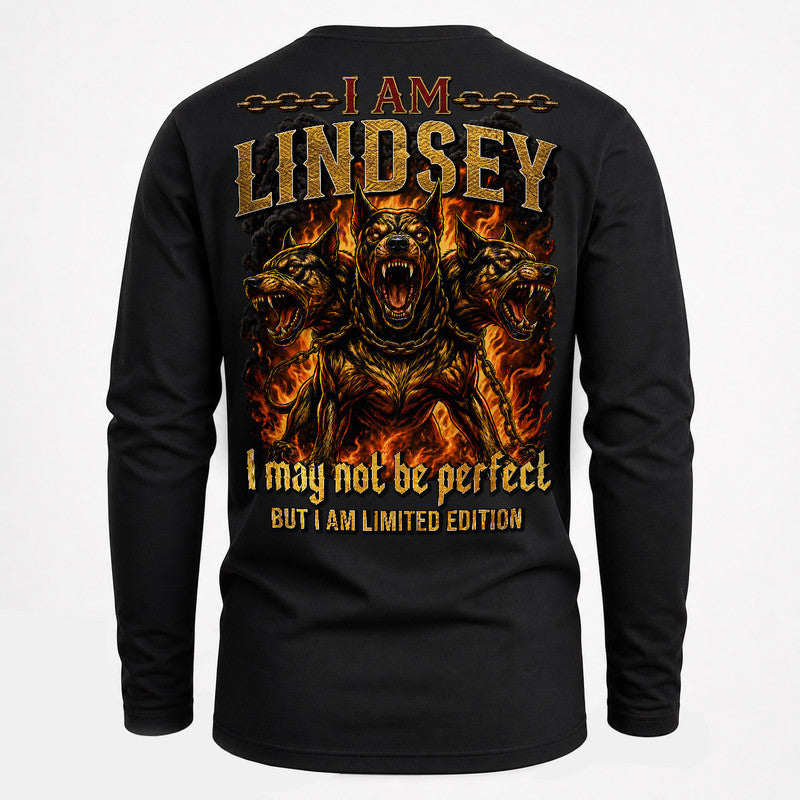 LINDSEY MP88-F2-168–Personalized Bold Quote Apparel “I Am NAME I May Not Be Perfect But I Am Limited Edition
