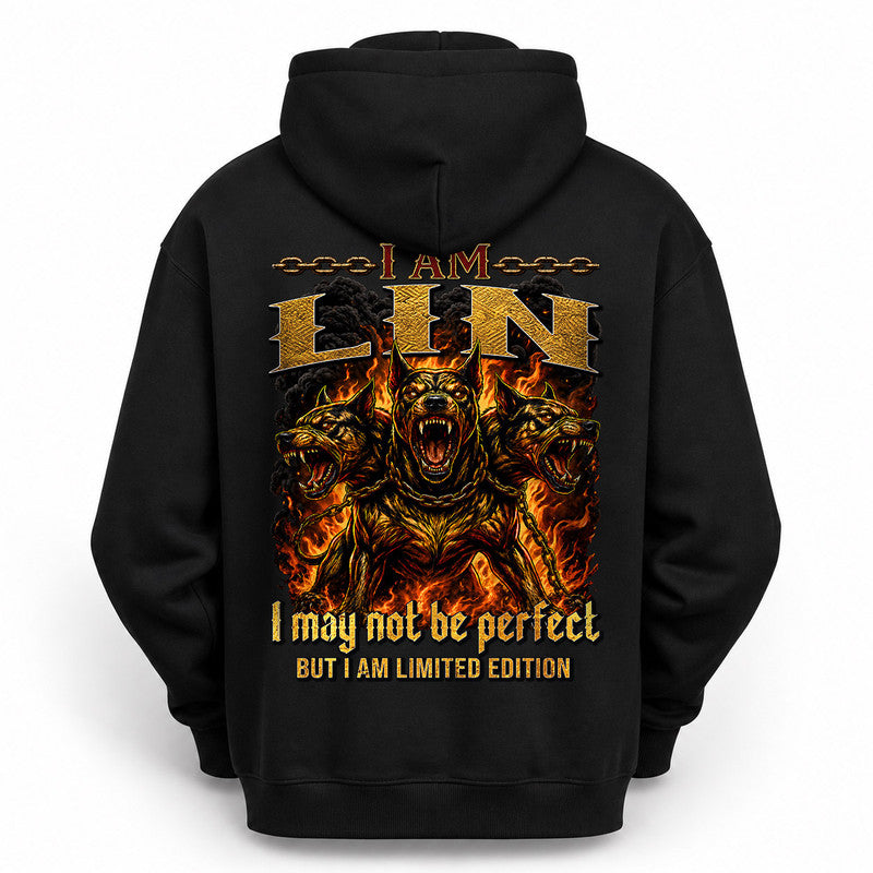 LIN MP88-F2-168–Personalized Bold Quote Apparel “I Am NAME I May Not Be Perfect But I Am Limited Edition