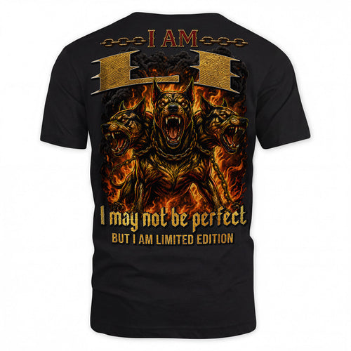 LI MP88-F2-168–Personalized Bold Quote Apparel “I Am NAME I May Not Be Perfect But I Am Limited Edition