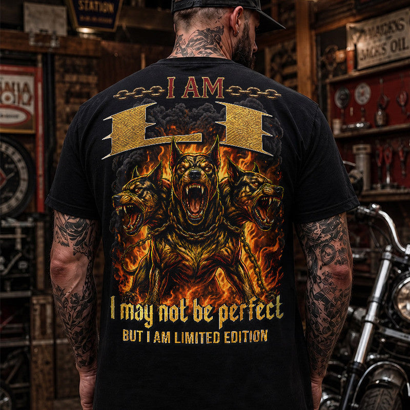 LI MP88-F2-168–Personalized Bold Quote Apparel “I Am NAME I May Not Be Perfect But I Am Limited Edition