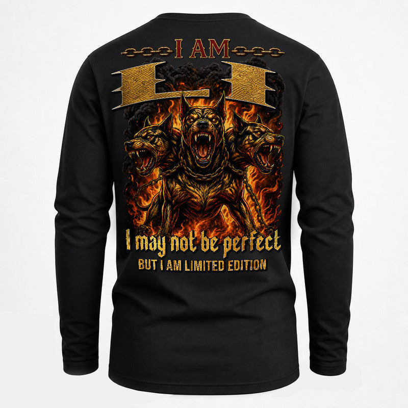 LI MP88-F2-168–Personalized Bold Quote Apparel “I Am NAME I May Not Be Perfect But I Am Limited Edition
