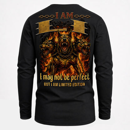 LI MP88-F2-168–Personalized Bold Quote Apparel “I Am NAME I May Not Be Perfect But I Am Limited Edition