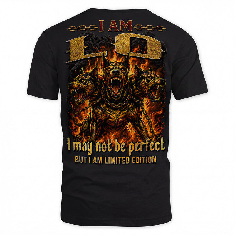 LO MP88-F2-168–Personalized Bold Quote Apparel “I Am NAME I May Not Be Perfect But I Am Limited Edition