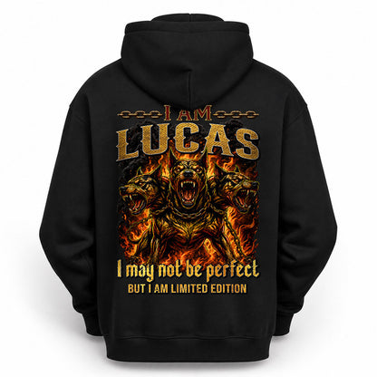 LUCAS MP88-F2-168–Personalized Bold Quote Apparel “I Am NAME I May Not Be Perfect But I Am Limited Edition