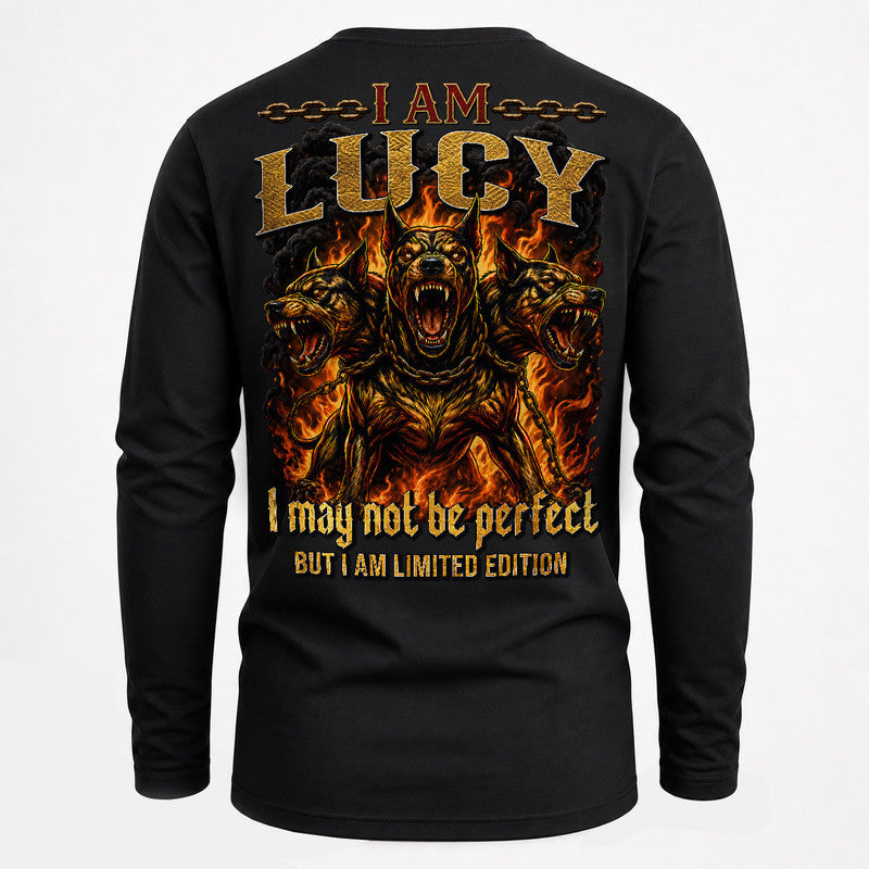 LUCY MP88-F2-168–Personalized Bold Quote Apparel “I Am NAME I May Not Be Perfect But I Am Limited Edition