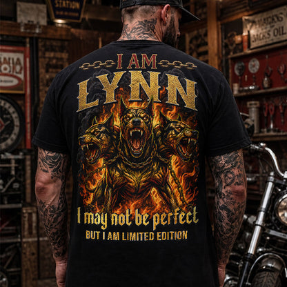 LYNN MP88-F2-168–Personalized Bold Quote Apparel “I Am NAME I May Not Be Perfect But I Am Limited Edition