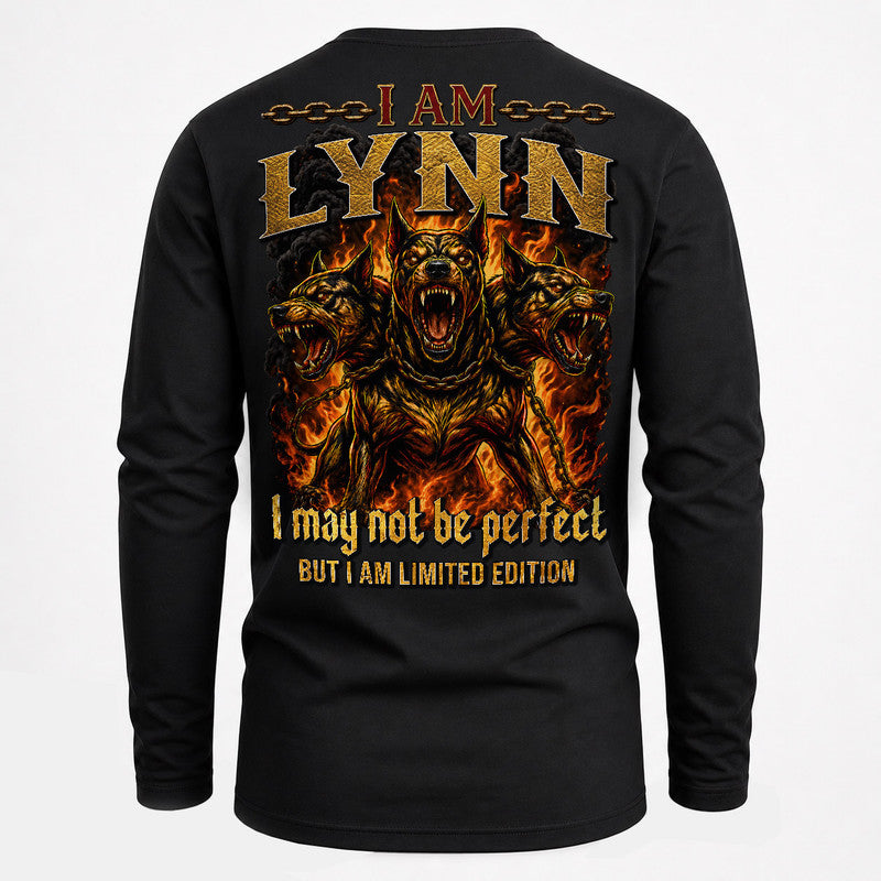 LYNN MP88-F2-168–Personalized Bold Quote Apparel “I Am NAME I May Not Be Perfect But I Am Limited Edition