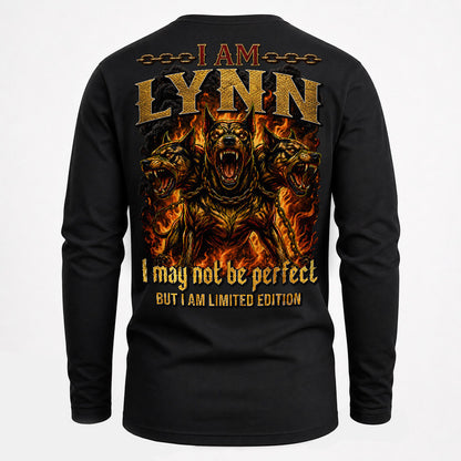 LYNN MP88-F2-168–Personalized Bold Quote Apparel “I Am NAME I May Not Be Perfect But I Am Limited Edition