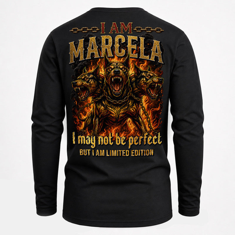 MARCELA MP88-F2-168–Personalized Bold Quote Apparel “I Am NAME I May Not Be Perfect But I Am Limited Edition
