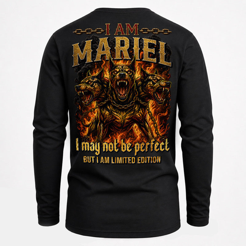 MARIEL MP88-F2-168–Personalized Bold Quote Apparel “I Am NAME I May Not Be Perfect But I Am Limited Edition