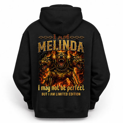 MELINDA MP88-F2-168–Personalized Bold Quote Apparel “I Am NAME I May Not Be Perfect But I Am Limited Edition