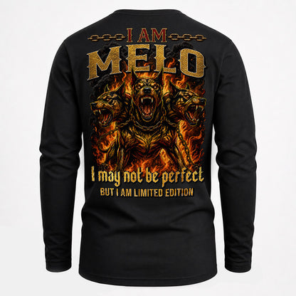 MELO MP88-F2-168–Personalized Bold Quote Apparel “I Am NAME I May Not Be Perfect But I Am Limited Edition