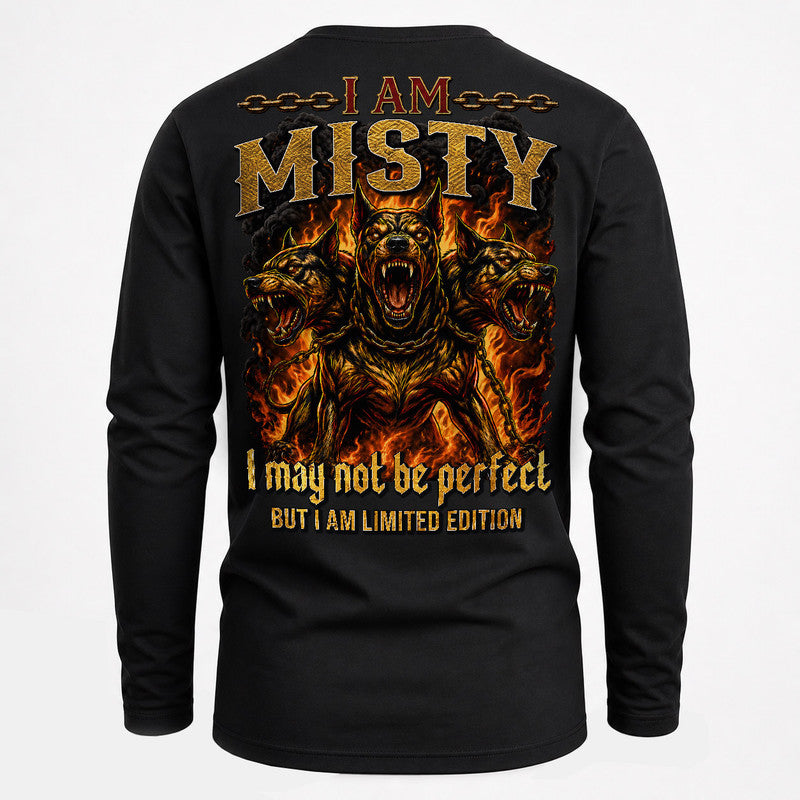 MISTY MP88-F2-168–Personalized Bold Quote Apparel “I Am NAME I May Not Be Perfect But I Am Limited Edition