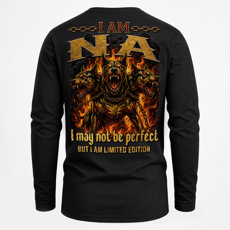 NA MP88-F2-168–Personalized Bold Quote Apparel “I Am NAME I May Not Be Perfect But I Am Limited Edition