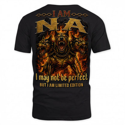 NA MP88-F2-168–Personalized Bold Quote Apparel “I Am NAME I May Not Be Perfect But I Am Limited Edition