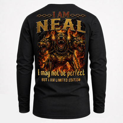 NEAL MP88-F2-168–Personalized Bold Quote Apparel “I Am NAME I May Not Be Perfect But I Am Limited Edition