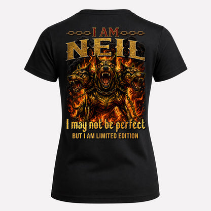 NEIL MP88-F2-168–Personalized Bold Quote Apparel “I Am NAME I May Not Be Perfect But I Am Limited Edition
