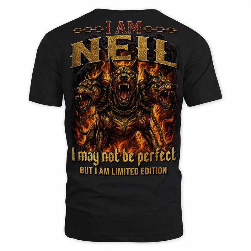 NEIL MP88-F2-168–Personalized Bold Quote Apparel “I Am NAME I May Not Be Perfect But I Am Limited Edition