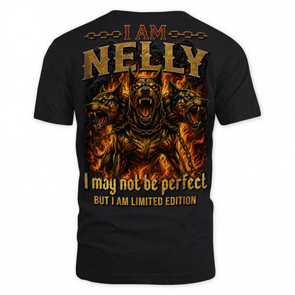 NELLY MP88-F2-168–Personalized Bold Quote Apparel “I Am NAME I May Not Be Perfect But I Am Limited Edition