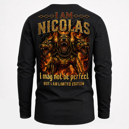 NICOLAS MP88-F2-168–Personalized Bold Quote Apparel “I Am NAME I May Not Be Perfect But I Am Limited Edition