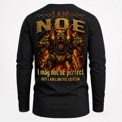 NOE MP88-F2-168–Personalized Bold Quote Apparel “I Am NAME I May Not Be Perfect But I Am Limited Edition