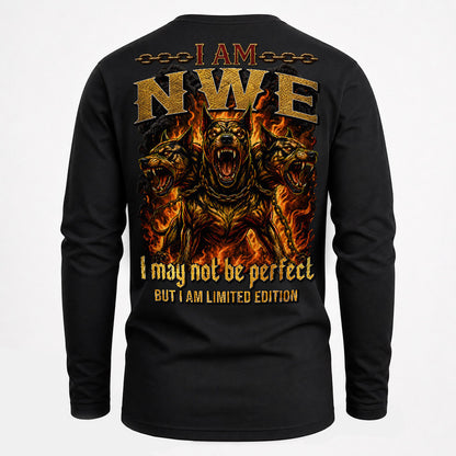 NWE MP88-F2-168–Personalized Bold Quote Apparel “I Am NAME I May Not Be Perfect But I Am Limited Edition