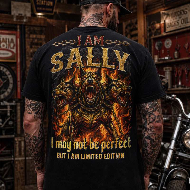 SALLY MP88-F2-168–Personalized Bold Quote Apparel “I Am NAME I May Not Be Perfect But I Am Limited Edition