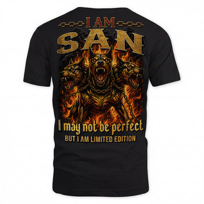 SAN MP88-F2-168–Personalized Bold Quote Apparel “I Am NAME I May Not Be Perfect But I Am Limited Edition