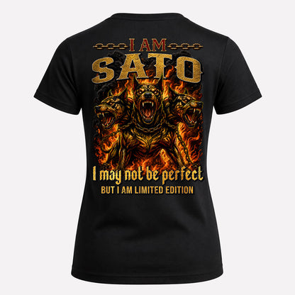 SATO MP88-F2-168–Personalized Bold Quote Apparel “I Am NAME I May Not Be Perfect But I Am Limited Edition