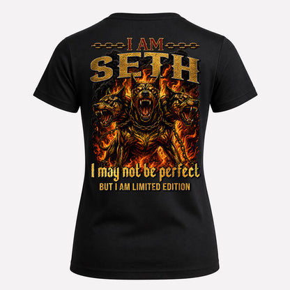 SETH MP88-F2-168–Personalized Bold Quote Apparel “I Am NAME I May Not Be Perfect But I Am Limited Edition