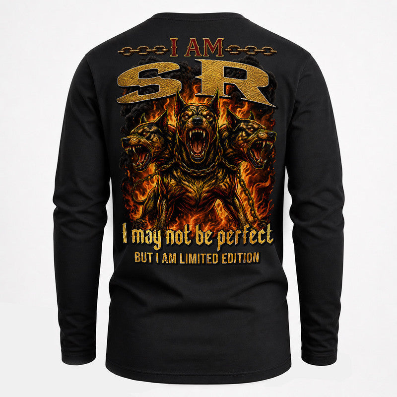 SR MP88-F2-168–Personalized Bold Quote Apparel “I Am NAME I May Not Be Perfect But I Am Limited Edition