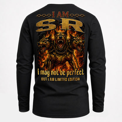 SR MP88-F2-168–Personalized Bold Quote Apparel “I Am NAME I May Not Be Perfect But I Am Limited Edition