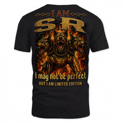 SR MP88-F2-168–Personalized Bold Quote Apparel “I Am NAME I May Not Be Perfect But I Am Limited Edition