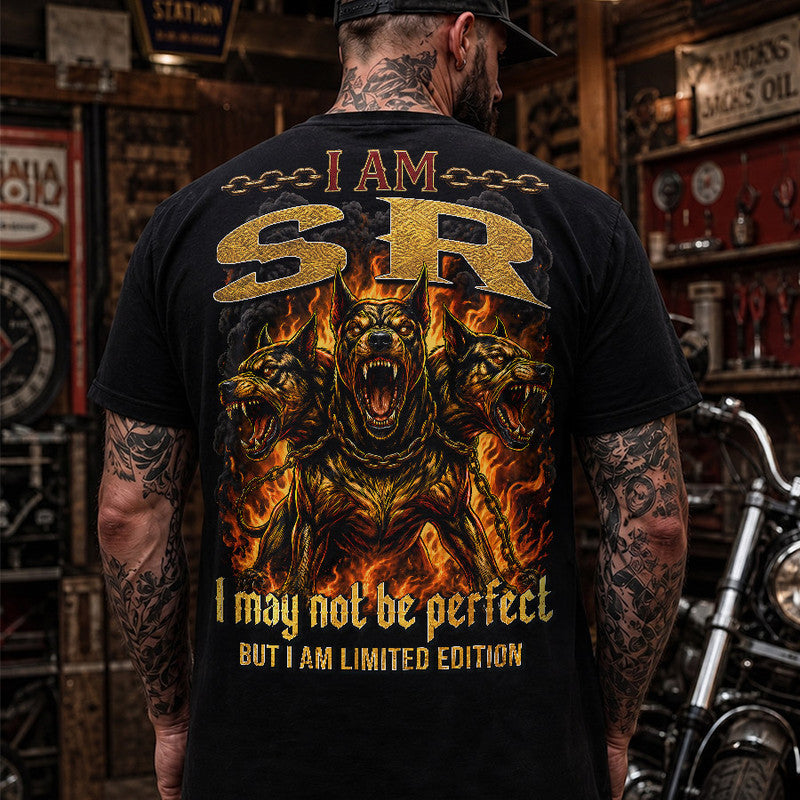 SR MP88-F2-168–Personalized Bold Quote Apparel “I Am NAME I May Not Be Perfect But I Am Limited Edition