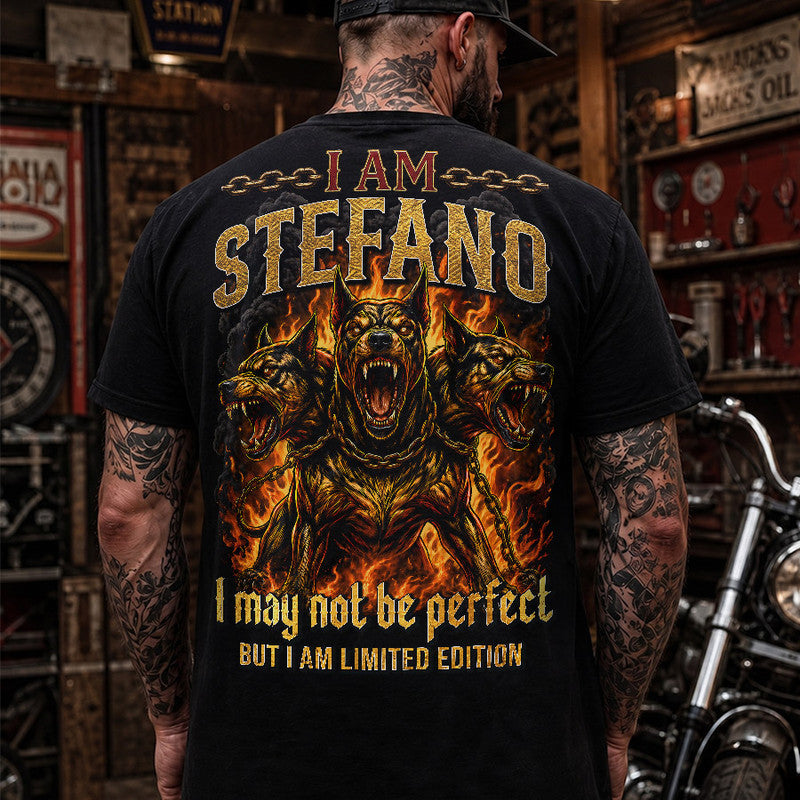 STEFANO MP88-F2-168–Personalized Bold Quote Apparel “I Am NAME I May Not Be Perfect But I Am Limited Edition