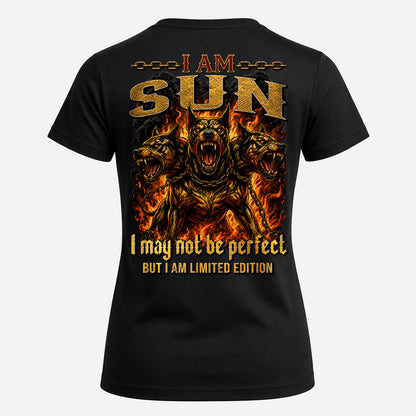SUN MP88-F2-168–Personalized Bold Quote Apparel “I Am NAME I May Not Be Perfect But I Am Limited Edition