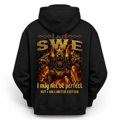 SWE MP88-F2-168–Personalized Bold Quote Apparel “I Am NAME I May Not Be Perfect But I Am Limited Edition