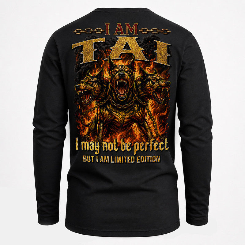 TAI MP88-F2-168–Personalized Bold Quote Apparel “I Am NAME I May Not Be Perfect But I Am Limited Edition