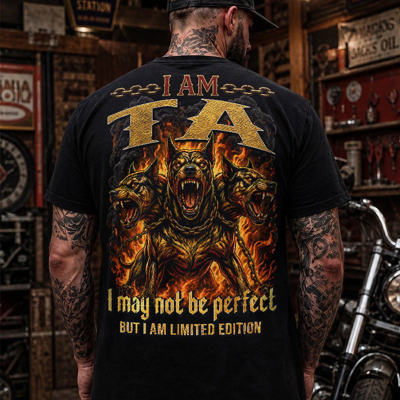 TA MP88-F2-168–Personalized Bold Quote Apparel “I Am NAME I May Not Be Perfect But I Am Limited Edition