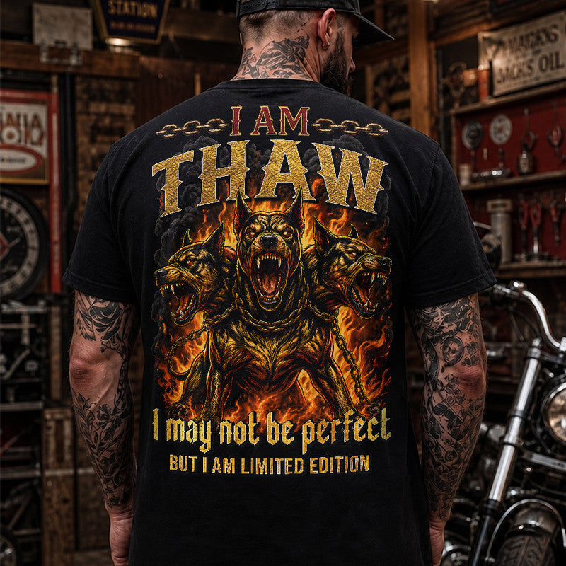 THAW MP88-F2-168–Personalized Bold Quote Apparel “I Am NAME I May Not Be Perfect But I Am Limited Edition