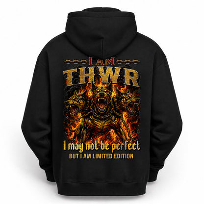 THWR MP88-F2-168–Personalized Bold Quote Apparel “I Am NAME I May Not Be Perfect But I Am Limited Edition