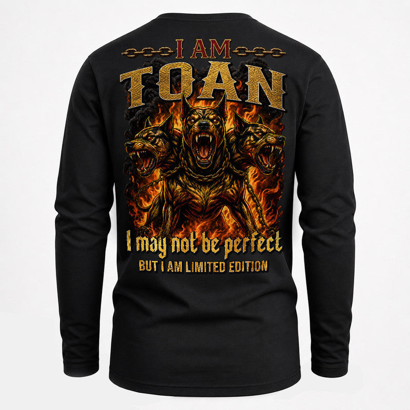 TOAN MP88-F2-168–Personalized Bold Quote Apparel “I Am NAME I May Not Be Perfect But I Am Limited Edition