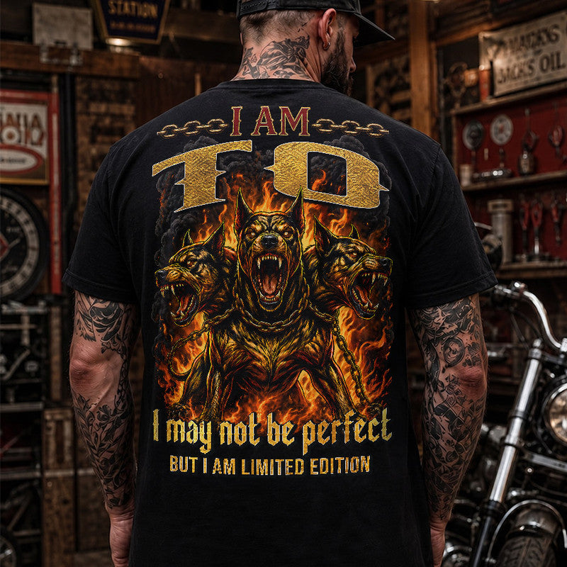 TO MP88-F2-168–Personalized Bold Quote Apparel “I Am NAME I May Not Be Perfect But I Am Limited Edition