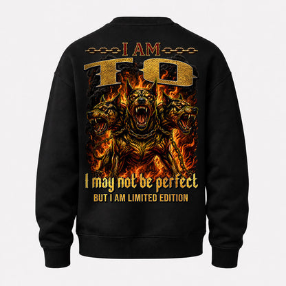 TO MP88-F2-168–Personalized Bold Quote Apparel “I Am NAME I May Not Be Perfect But I Am Limited Edition