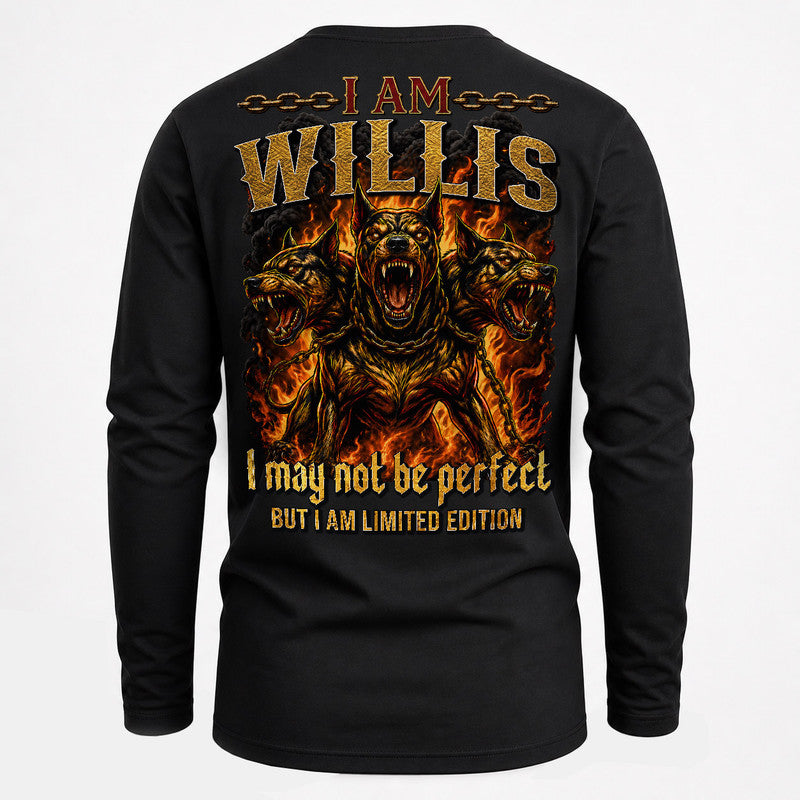 WILLIS MP88-F2-168–Personalized Bold Quote Apparel “I Am NAME I May Not Be Perfect But I Am Limited Edition