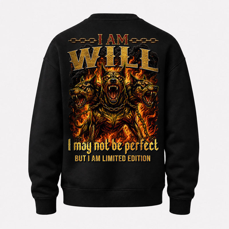 WILL MP88-F2-168–Personalized Bold Quote Apparel “I Am NAME I May Not Be Perfect But I Am Limited Edition